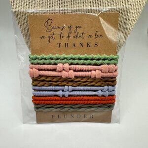 Plunder Design Jewelry Hair Ties Bracelets Set Of 12 Multicolor Elastic Braided